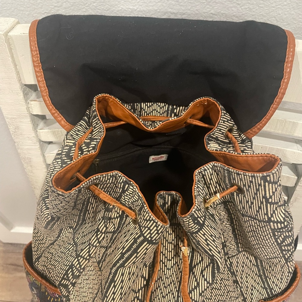 Mossimo Supply Co. Boho, slouchy hobo woven backpack with Tiger Face Embroidery - Picture 6 of 9
